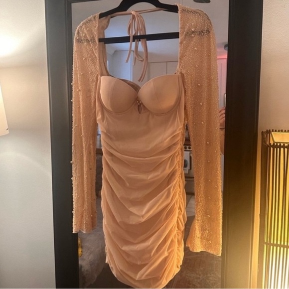 Oh Polly St. Germain
Embellished Long Sleeve Mini Dress in Sand - Picture 5 of 8